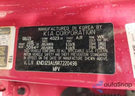 2024 Kia Soul Lx из США, поврежденный, VIN KNDJ23AU9R7220498